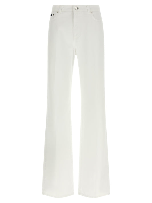 White Cotton Flared Jeans