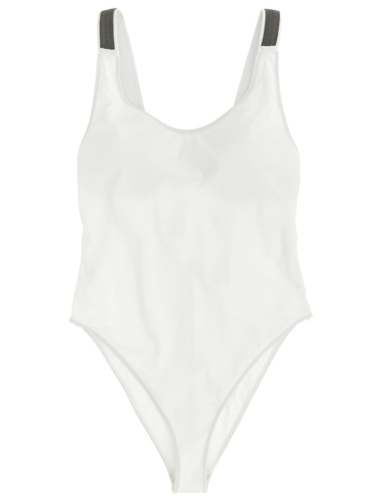 White Polyamide One-Piece Swimsuit