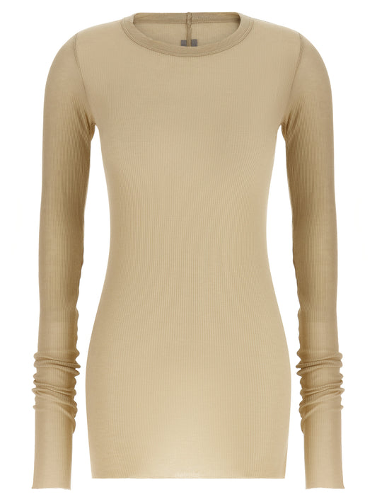 Beige Viscose Long Sleeve T-Shirt