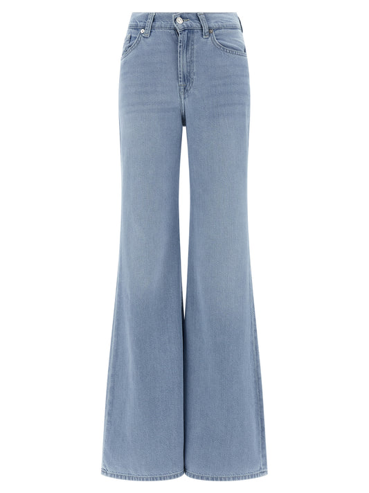 Blue Cotton Flared Jeans