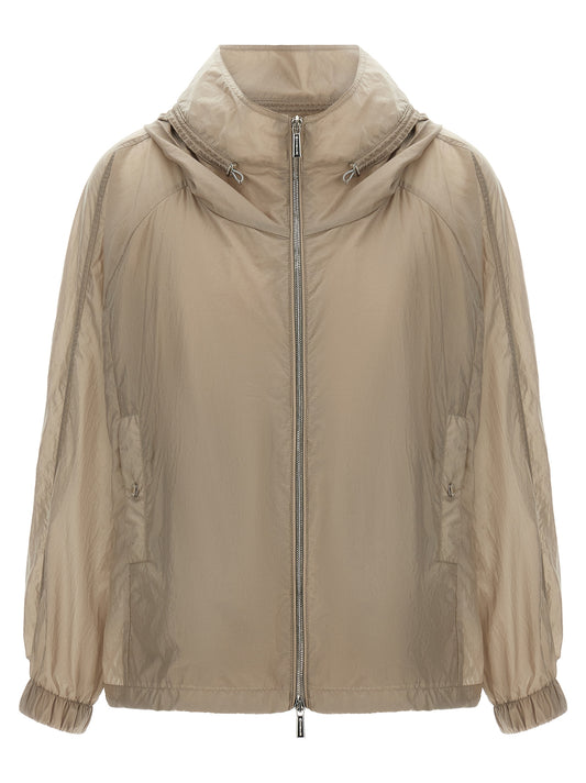 Beige Polyester Shell Jacket