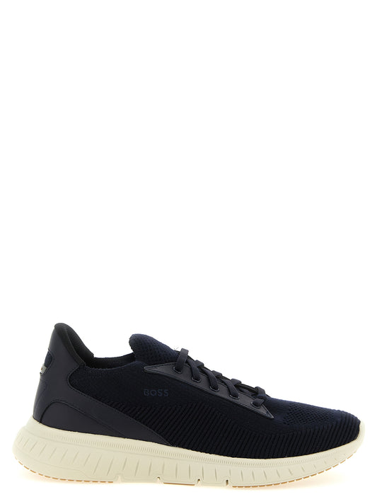 Blue Cowhide Athletic Sneakers