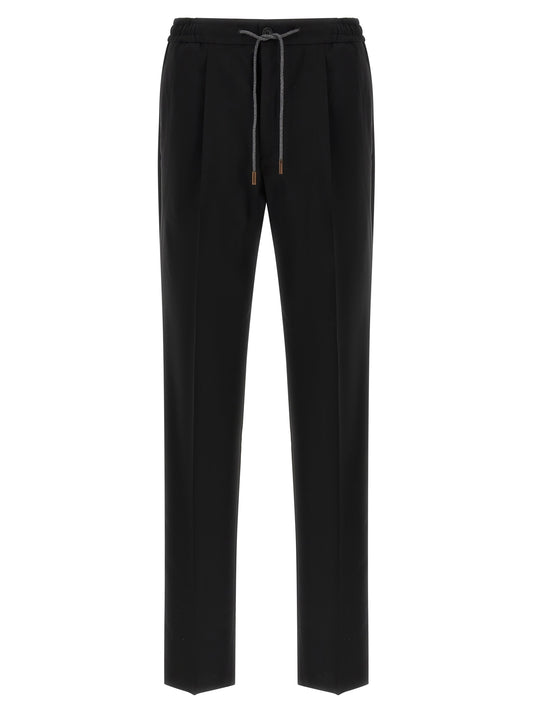 Black Virgin Wool Casual Pants
