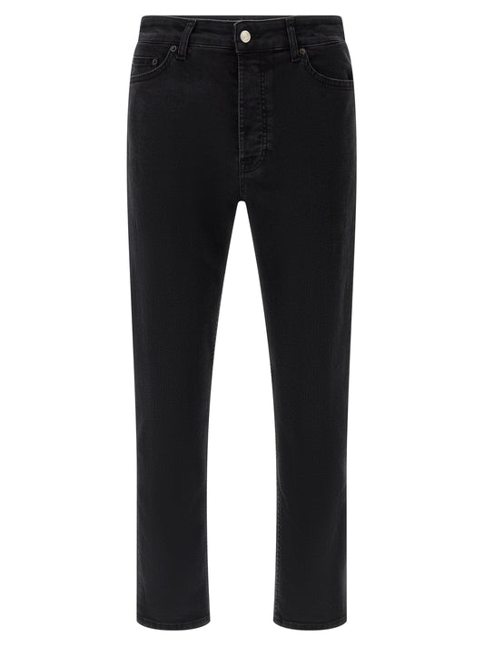 Black Cotton Cropped Jeans