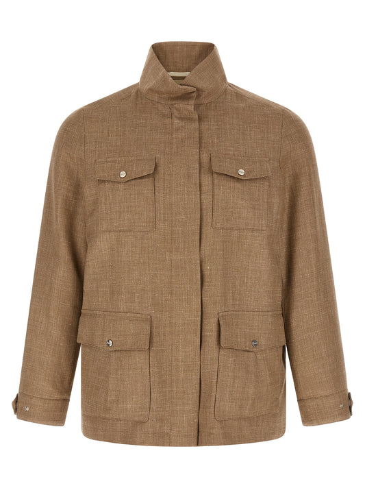 Beige Wool Full-Length Jacket