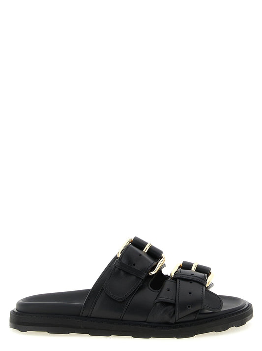 Black Calfskin Slides