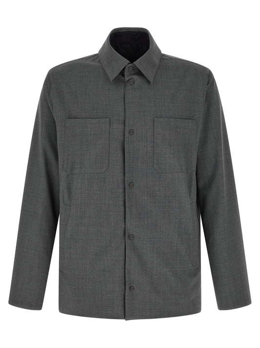 Gray Polyester Full-Length Jacket