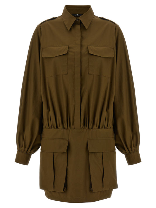 Brown Cotton Short Dress
