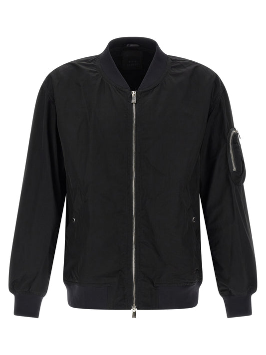 Black Nylon Bomber