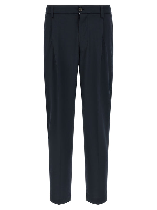 Blue Polyester Casual Pants