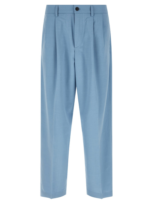 Blue Polyester Chino Pants