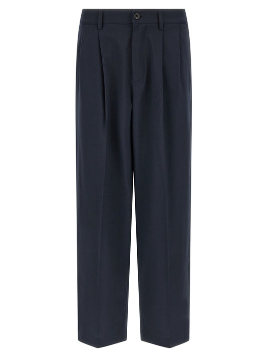 Blue Polyester Chino Pants