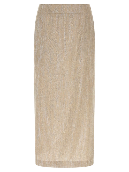 Beige Viscose Midi Skirt