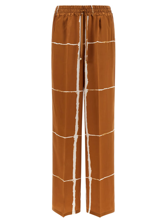Brown Silk Casual Pants