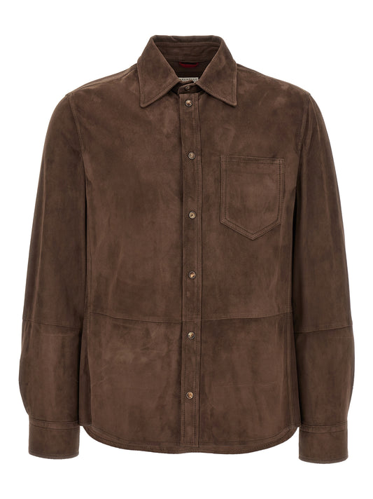 Brown Lamb Leather Blouse