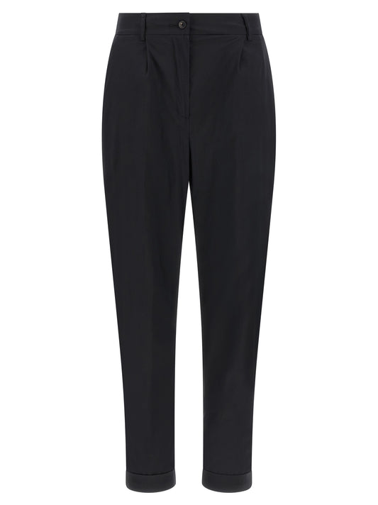 Black Cotton Casual Pants
