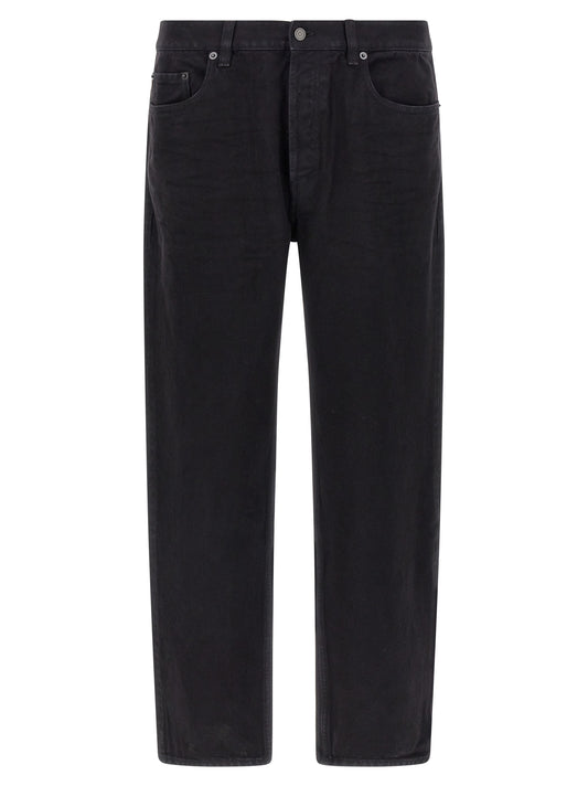 Black Cotton Straight-Leg Jeans