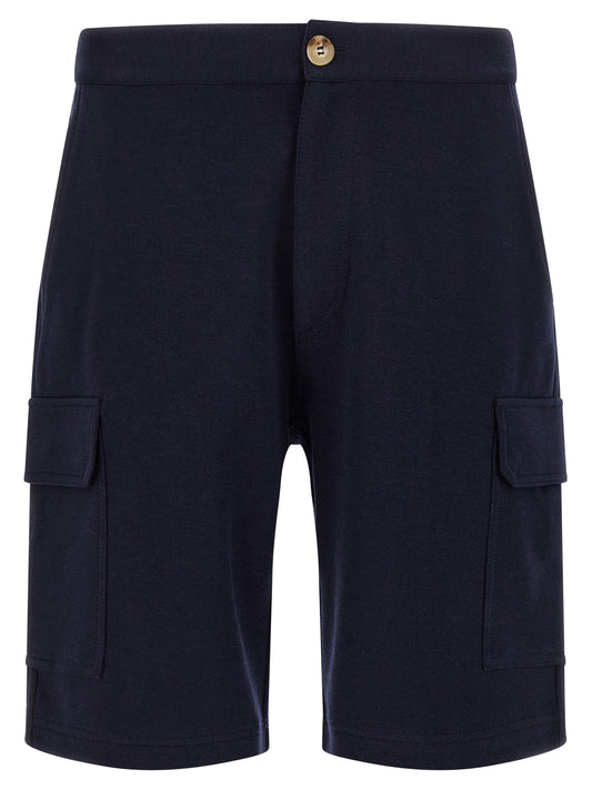 Blue Cotton Bermuda Shorts