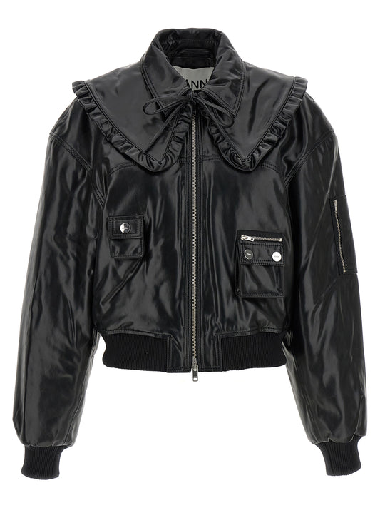 Black Leather Bomber