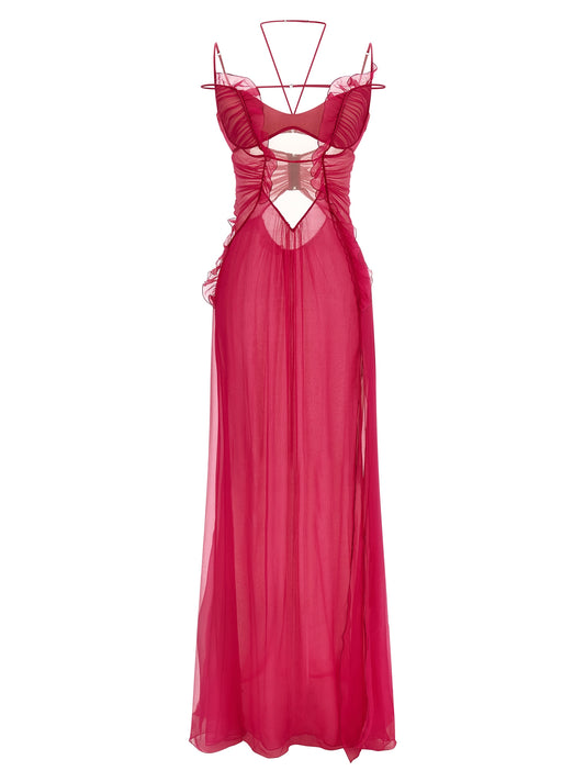 Fuchsia Silk Long Dress