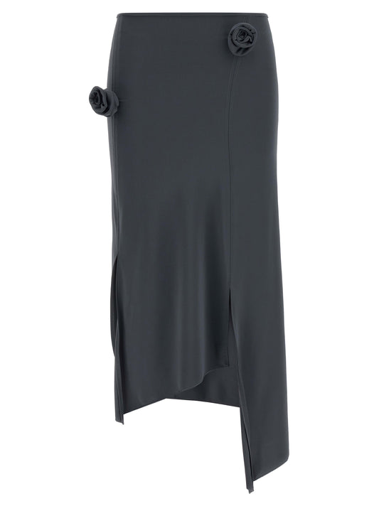 Gray Polyamide Midi Skirt