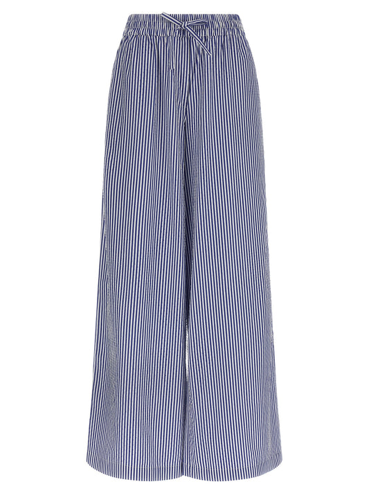 Blue Cotton Casual Pants