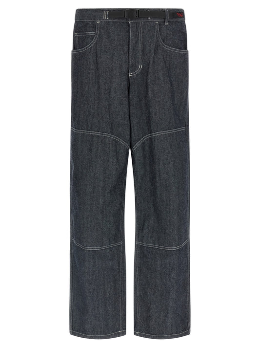 Blue Cotton Straight-Leg Jeans