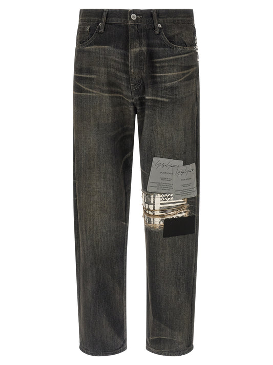 Black Cotton Tapered Jeans