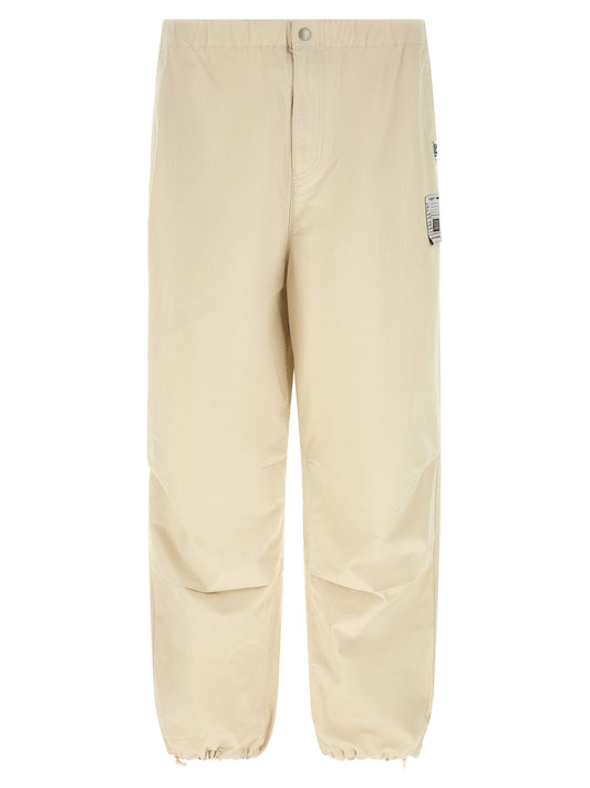 Beige Cotton Athletic Pants
