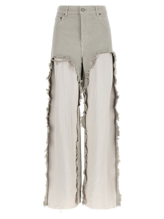 Gray Cotton Flared Jeans