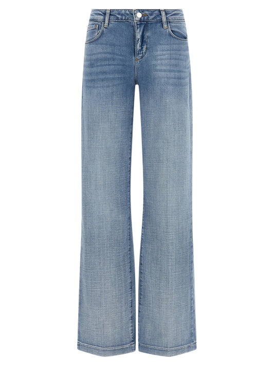 Blue Cotton Straight-Leg Jeans