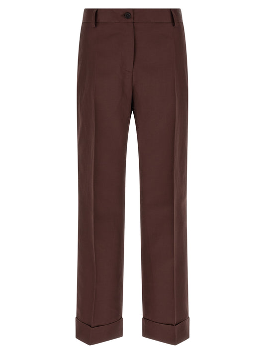 Brown Viscose Casual Pants