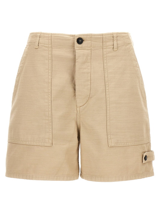 Beige Cotton Bermuda Shorts
