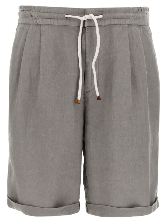 Gray Linen Bermuda Shorts