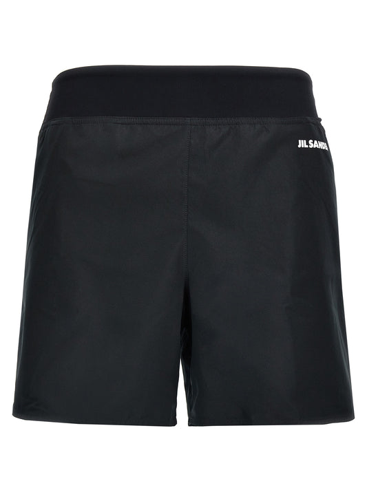 Black Polyester Bermuda Shorts