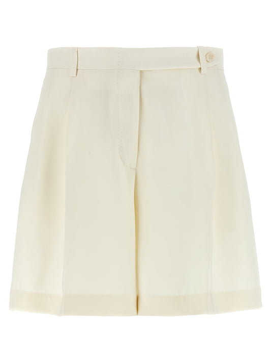 White Silk Bermuda Shorts