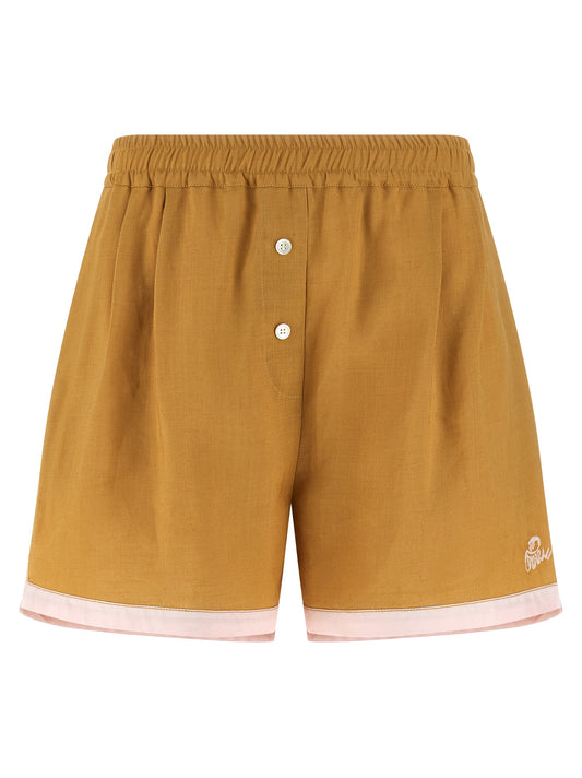 Bicolor Calfskin Bermuda Shorts
