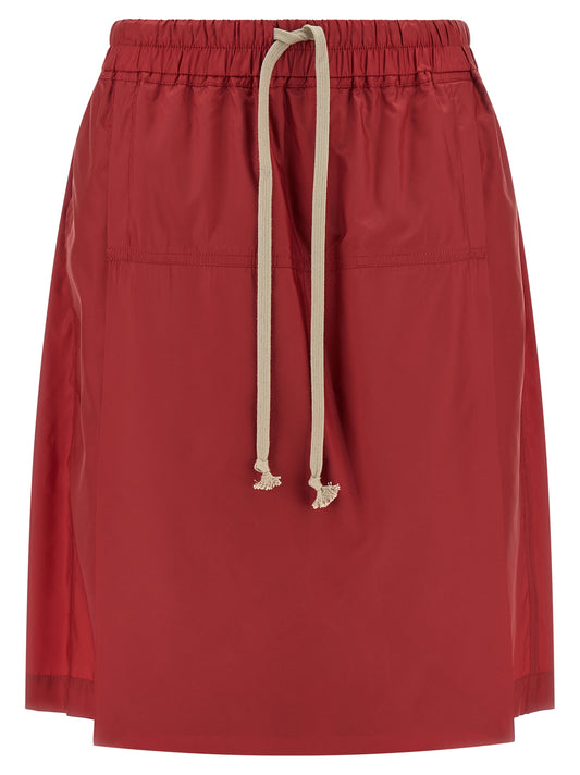Red Polyester Bermuda Shorts