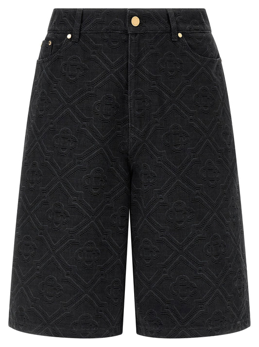 Black Cotton Bermuda Shorts