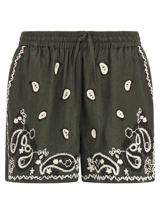 Bicolor Linen Bermuda Shorts