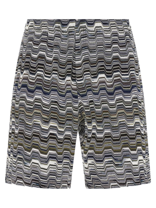 Bicolor Cotton Bermuda Shorts