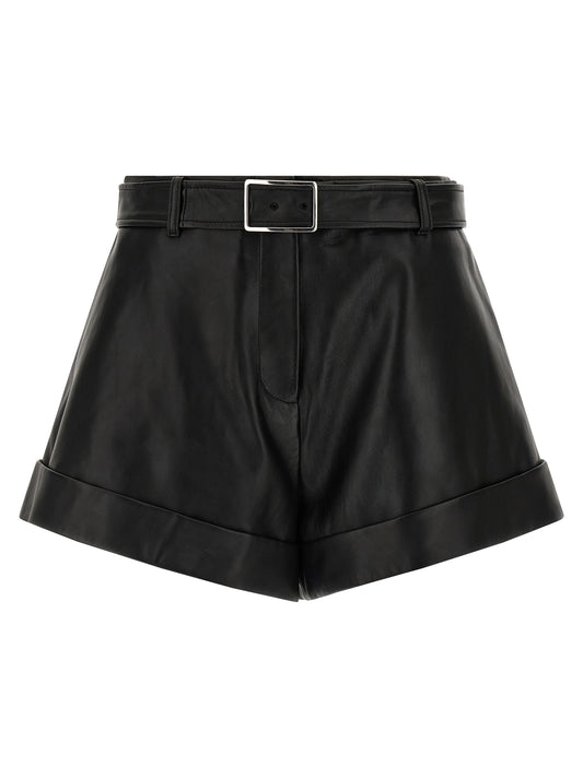 Black Lamb Leather Bermuda Shorts