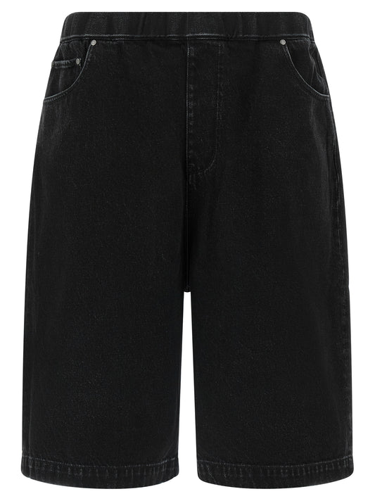 Black Cotton Bermuda Shorts