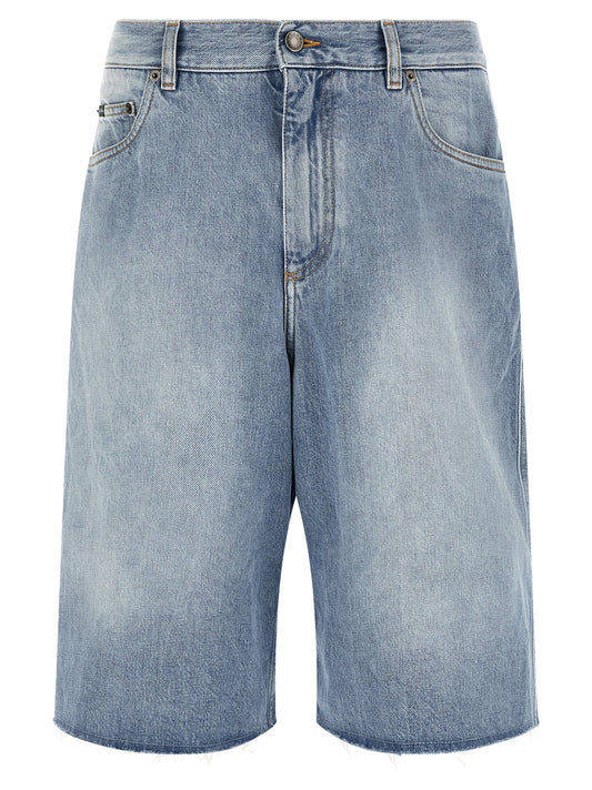 Blue Cotton Bermuda Shorts