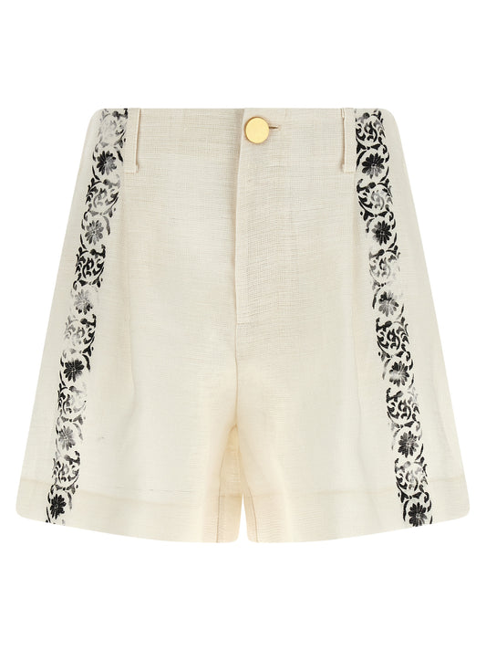 Bicolor Linen Bermuda Shorts