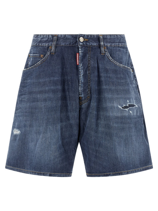 Blue Cotton Bermuda Shorts