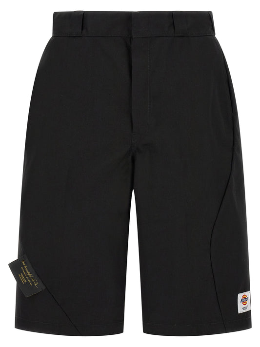 Black Polyester Bermuda Shorts