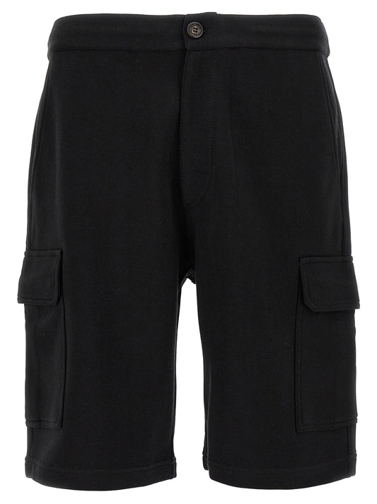 Black Cotton Bermuda Shorts
