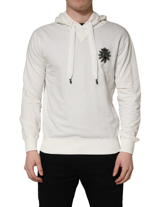 White Cotton Hooded Sweatshirt Sweater