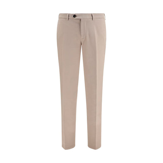 Beige Cotton Casual Pants